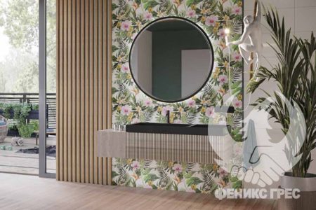 White Glossy Tropical Flowers 30x60 серия плочки за баня