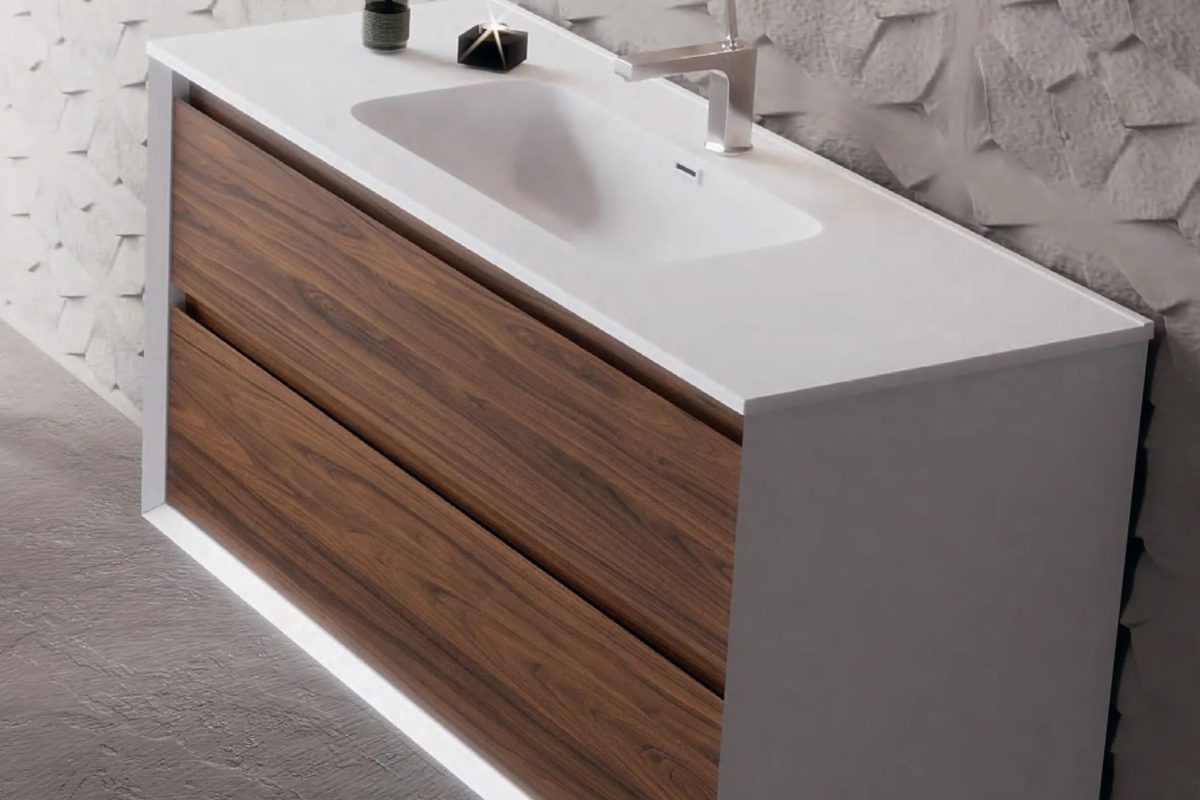 Конзолен шкаф с мивка Cool White Matt/Walnut 60см - Image 4