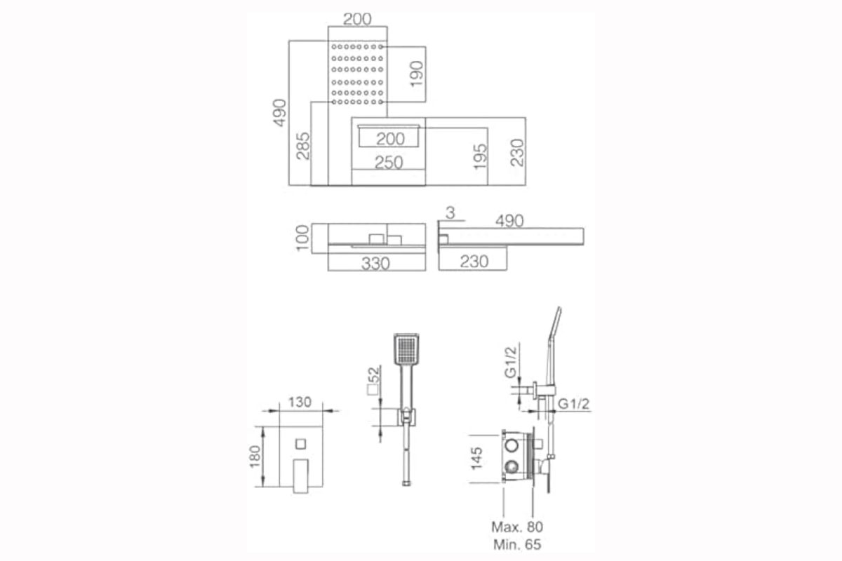 Вградена термостатна душ система Rodas - Image 2