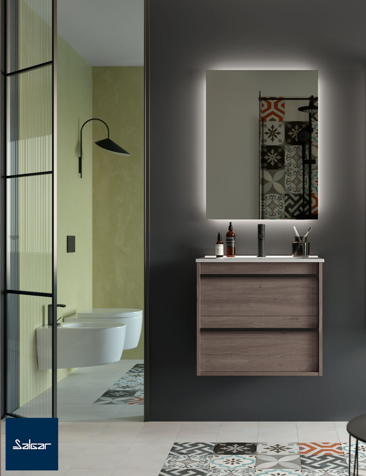 Комплект шкаф и огледало Attila 60см. ETERNITY OAK - Image 4