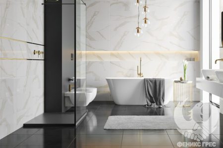 Calacatta Gold 25x75 серия плочки за баня