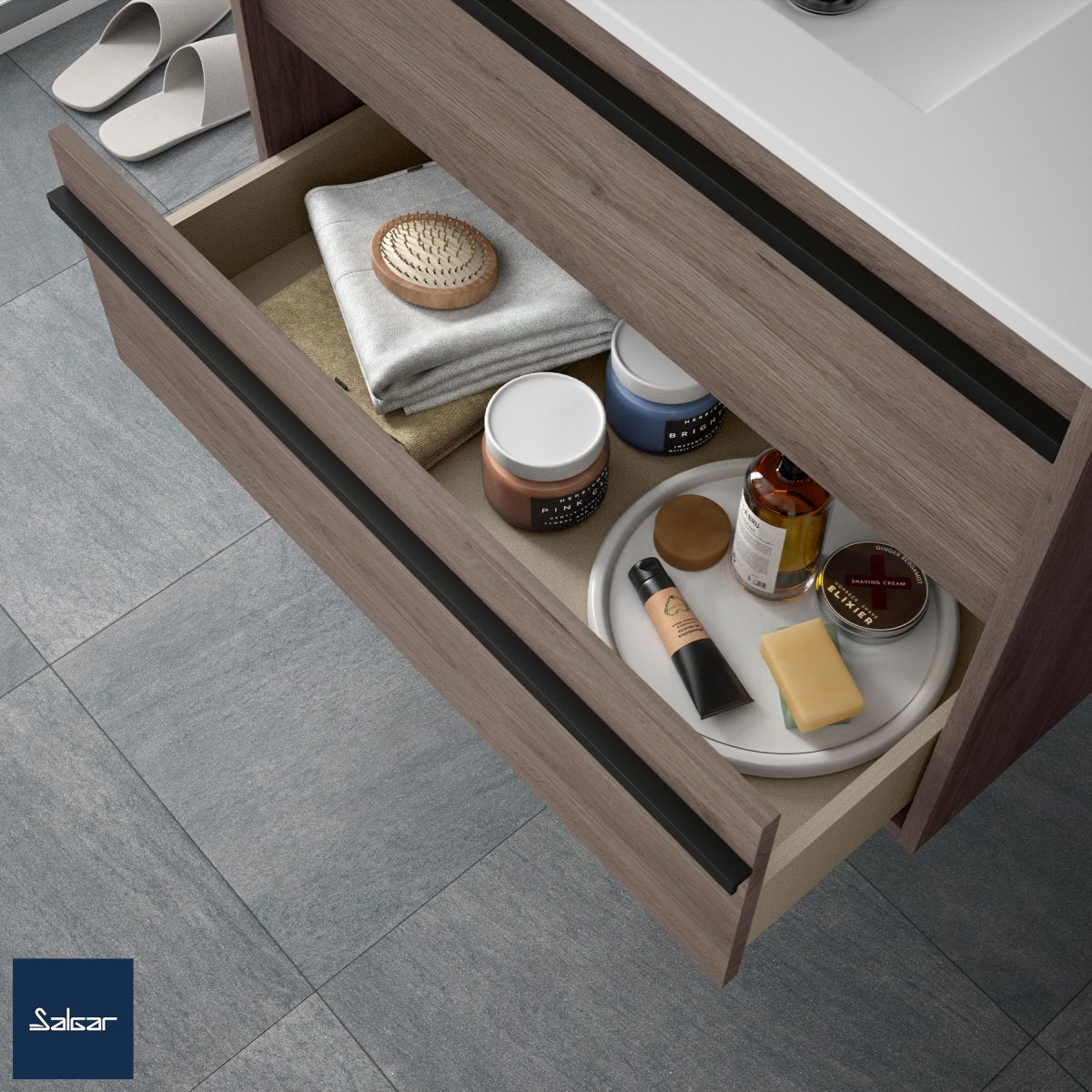 Комплект шкаф и огледало Attila 60см. ETERNITY OAK - Image 2