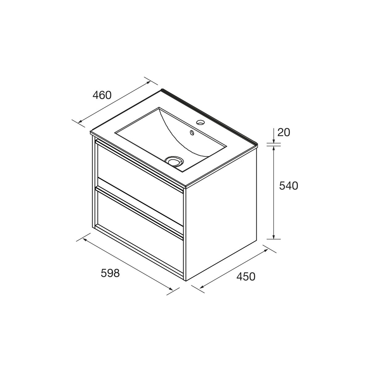 Конзолен шкаф с мивка Attila 60см. White - Image 4