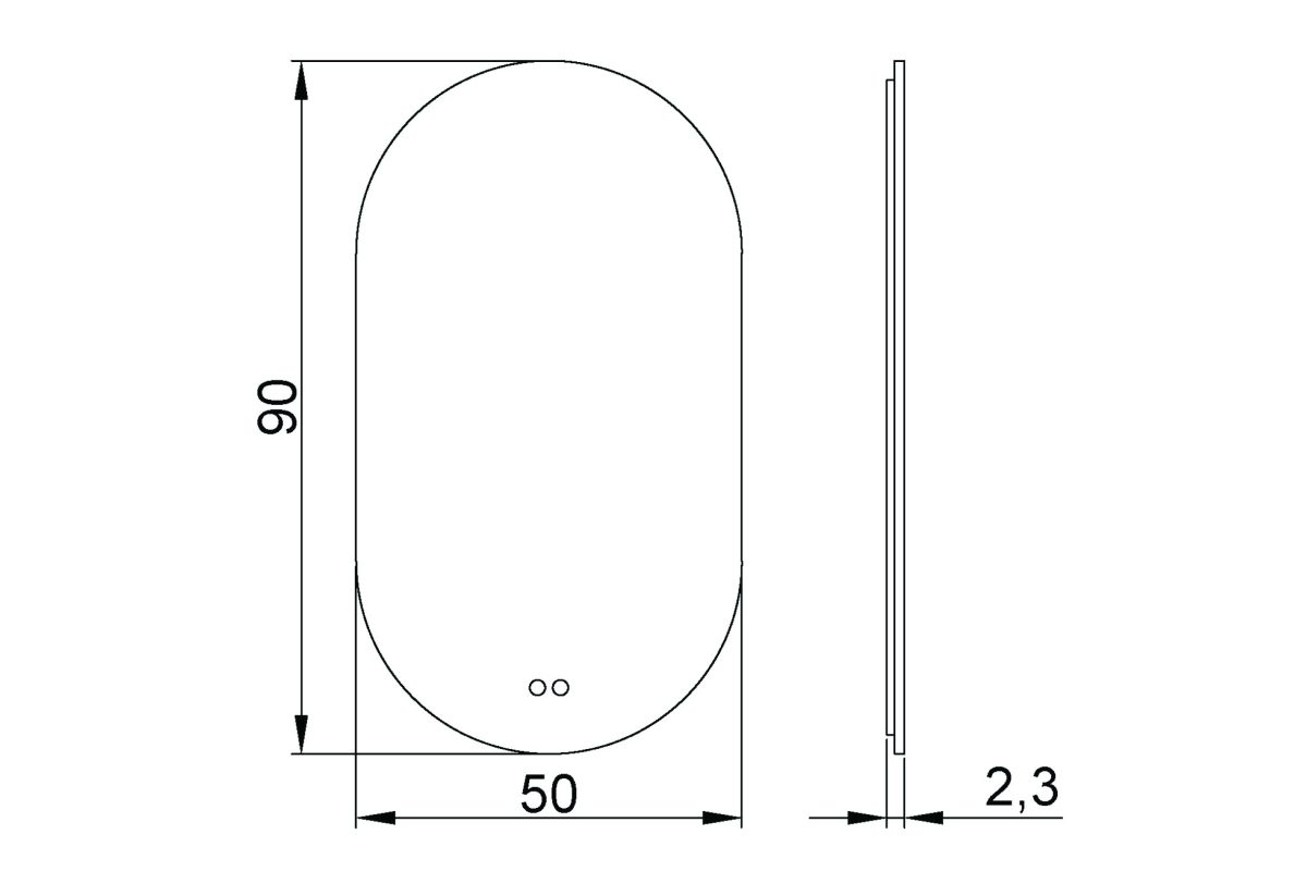 Овално огледало с осветление Pill 50x90 - Image 6