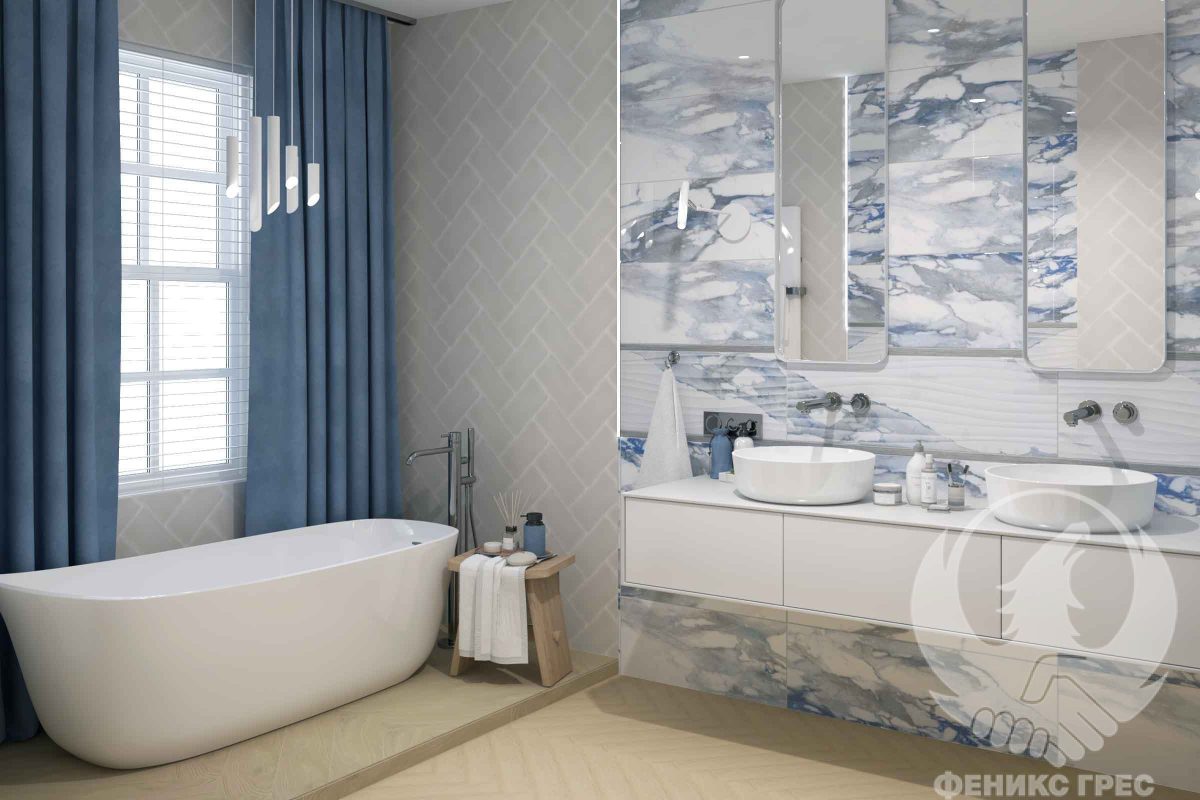 Crash Blue 30x90 серия плочки за баня - Image 1