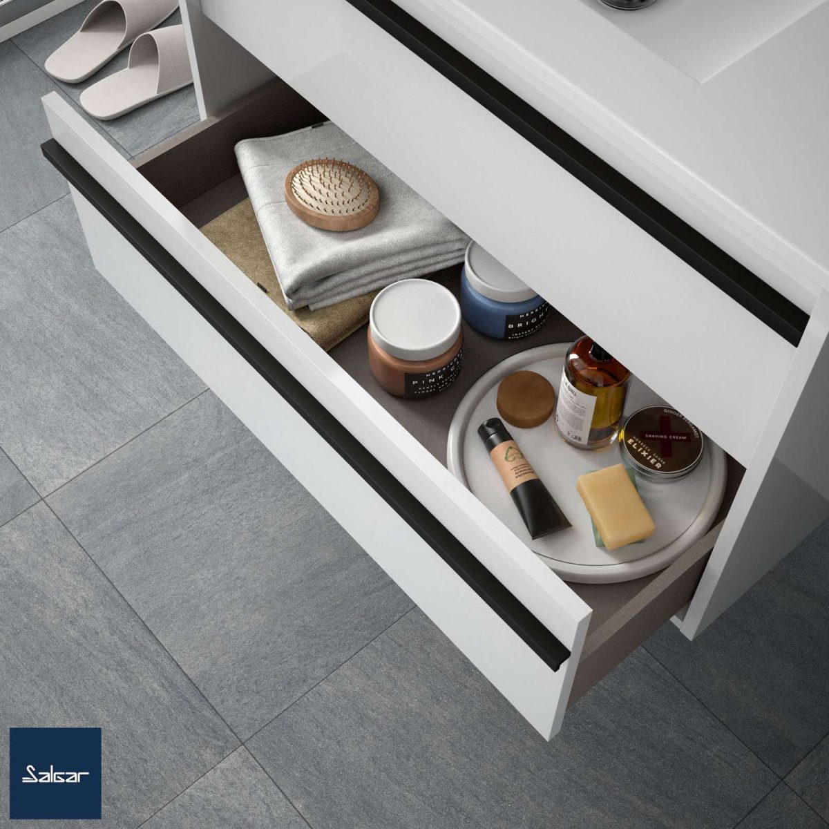 Конзолен шкаф с мивка Attila 60см. White - Image 2