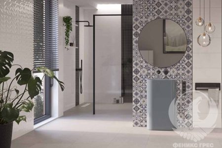 White Glossy Patchwork Majolica 30x60